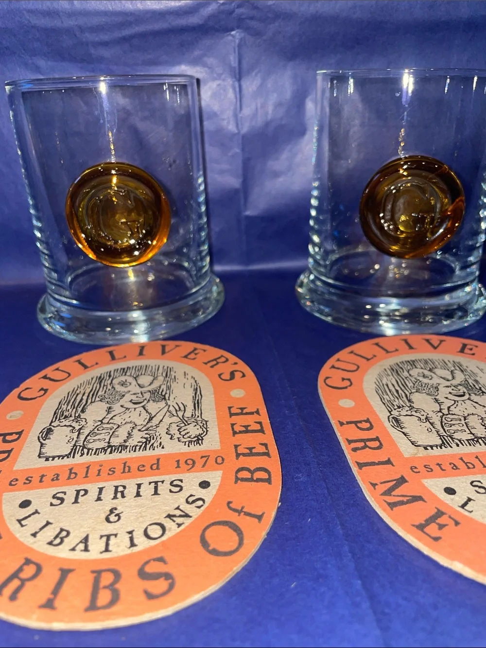 Set of 2 Vintage Original Gullivers High Ball Glasses